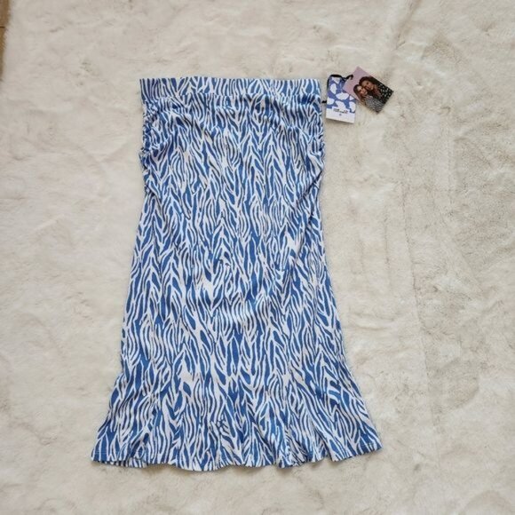 Diane Von Furstenberg Blue And White Zebra Print Midi Skirt size Medium - Picture 6 of 11